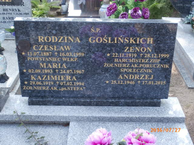 Andrzej Gośliński 1946 Chodzież - Grobonet - Wyszukiwarka osób pochowanych
