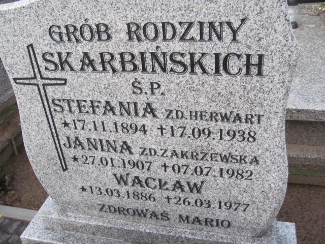 Stefania Skarbińska 1894 Chodzież - Grobonet - Wyszukiwarka osób pochowanych