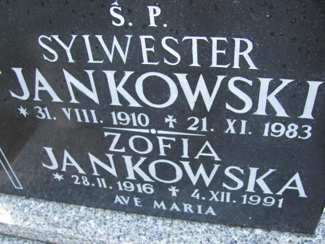 Sylwester Jankowski 1910 Chodzież - Grobonet - Wyszukiwarka osób pochowanych