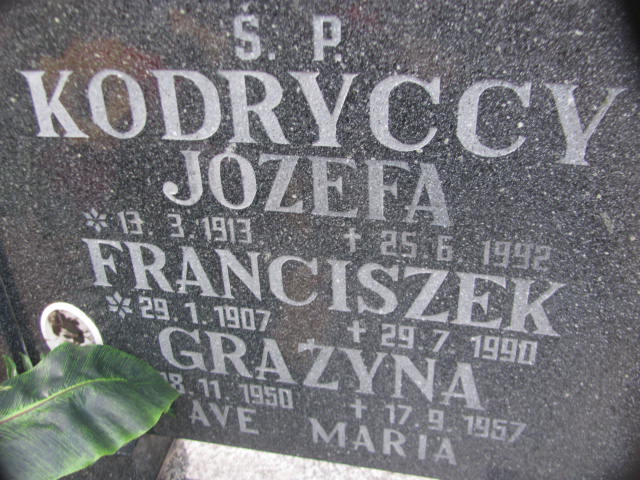 Grażyna Kodrycka 1950 Chodzież - Grobonet - Wyszukiwarka osób pochowanych